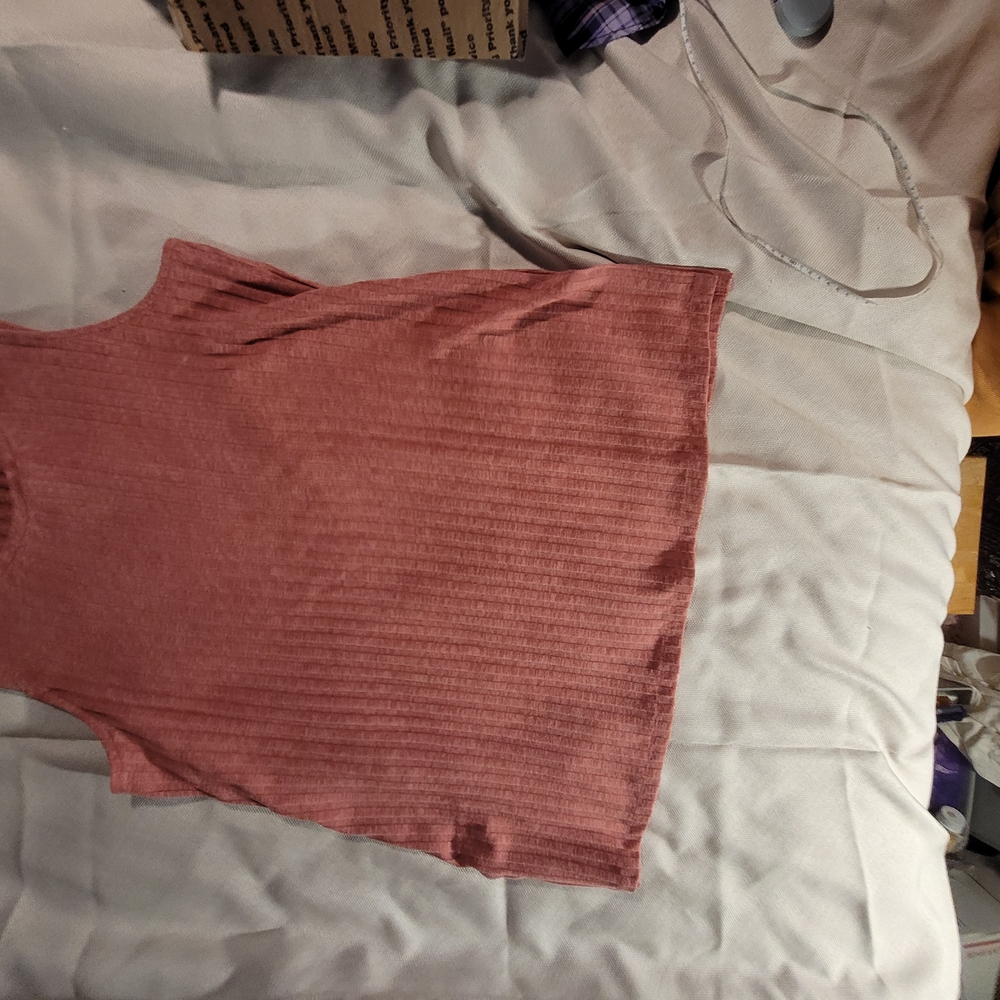 CJ Banks Pink Ribbed Sleeveless Tank Top